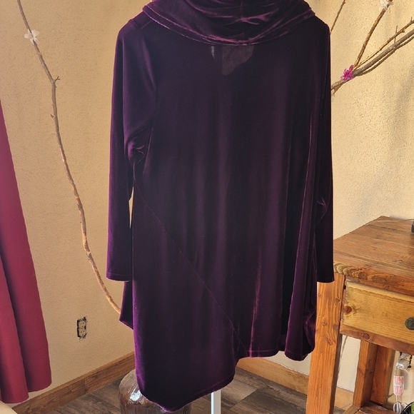 HOLIDAY SALE Soft Surroundings Rich Purple Velvet Tunic With Cowell Neck - Picture 5 of 5